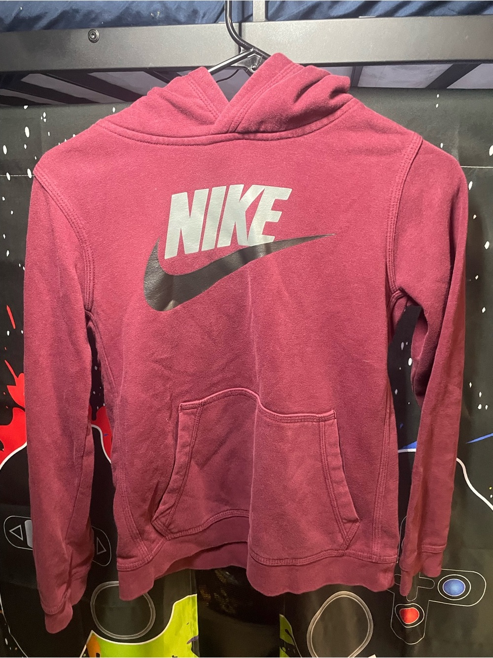Nike Burgundy Pullover Hoodie with White Logo